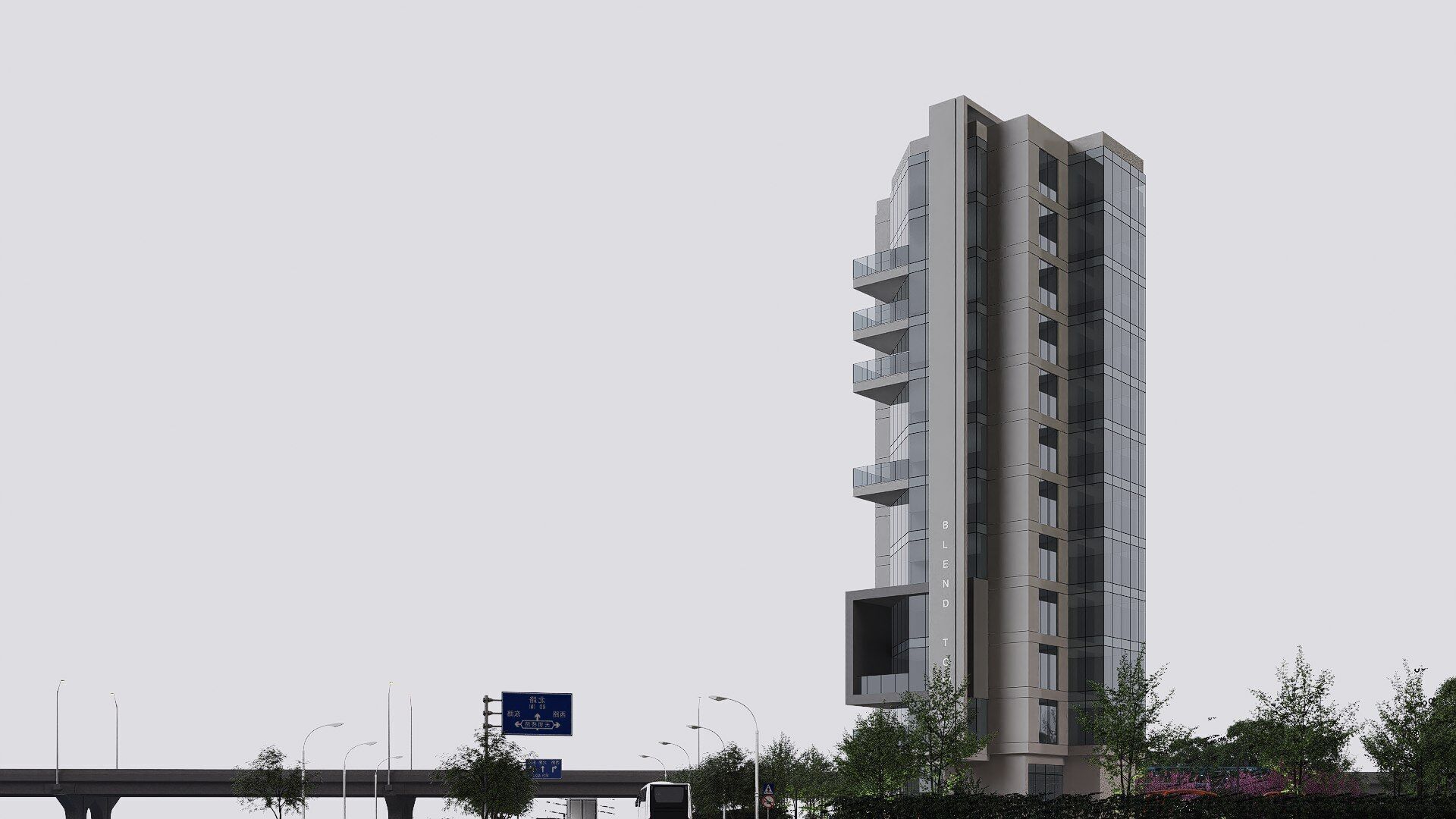 apartment building Low-poly 3D model_2