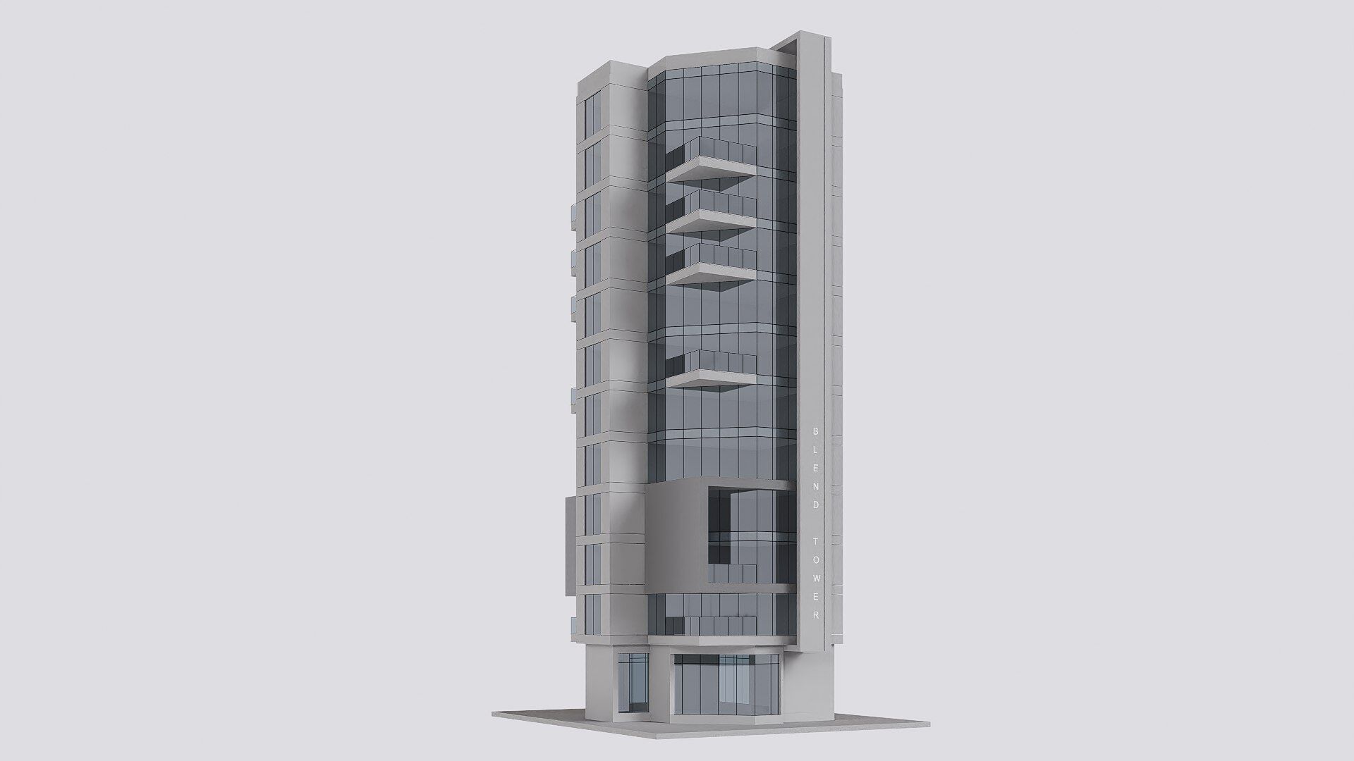 apartment building Low-poly 3D model_4