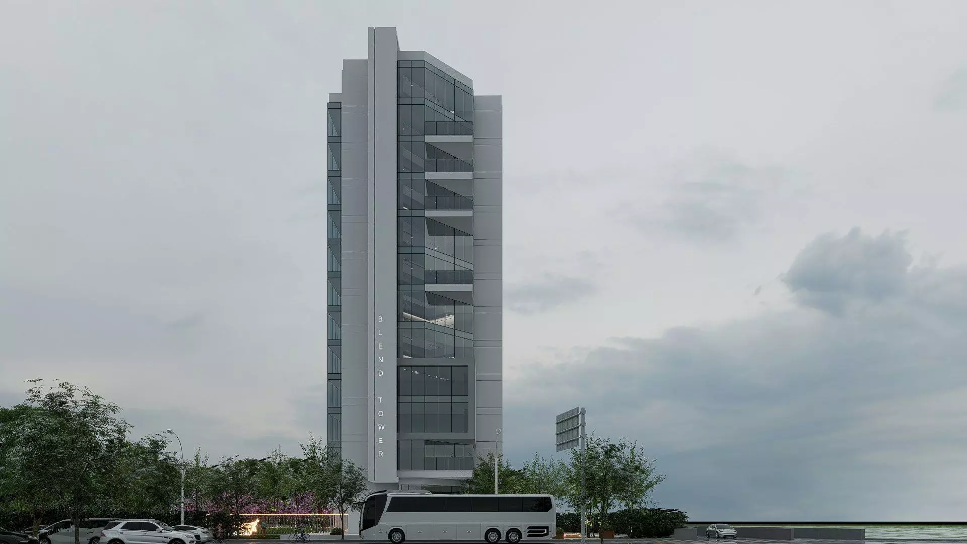 apartment building Low-poly 3D model_0