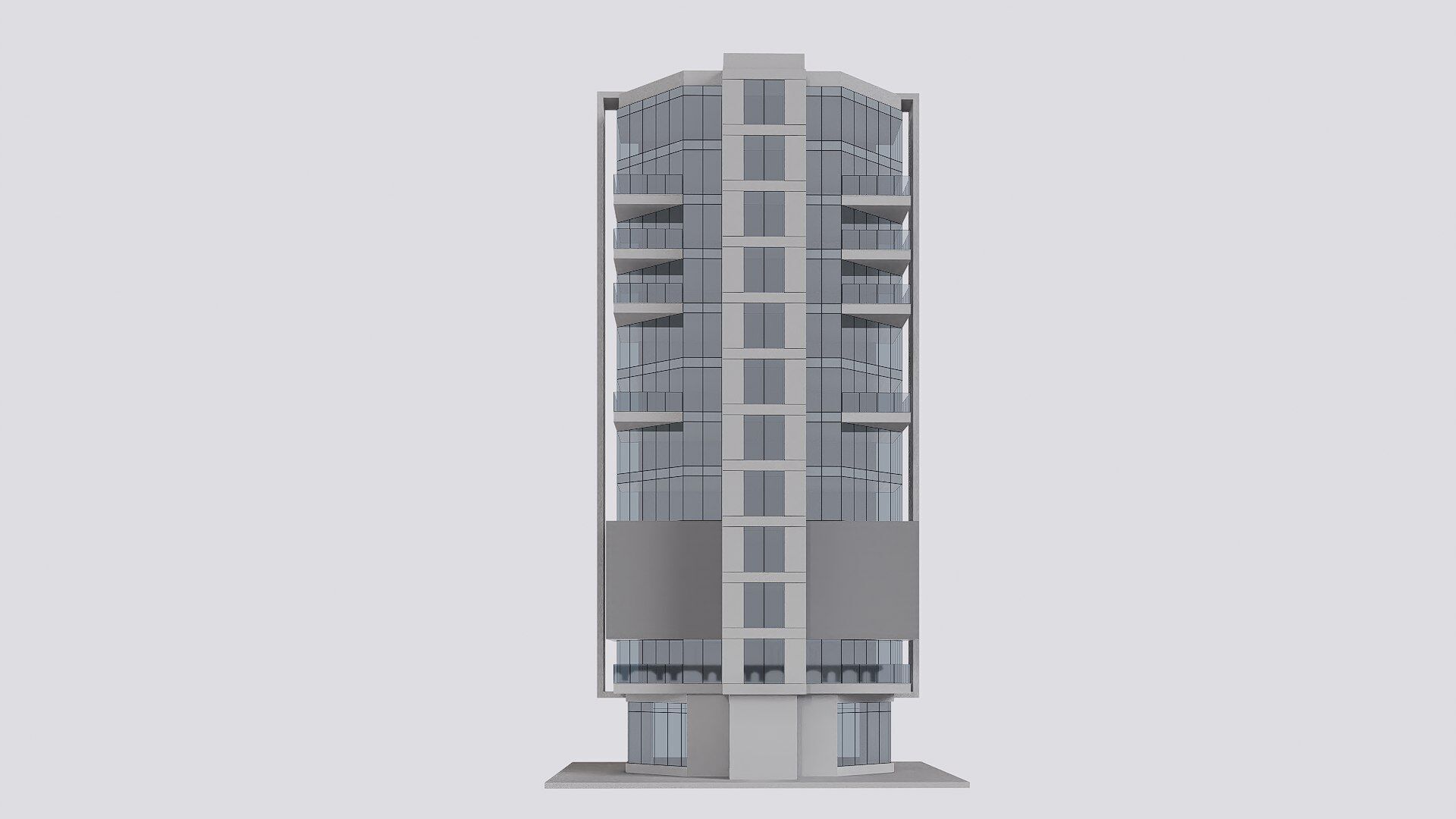 apartment building Low-poly 3D model_9
