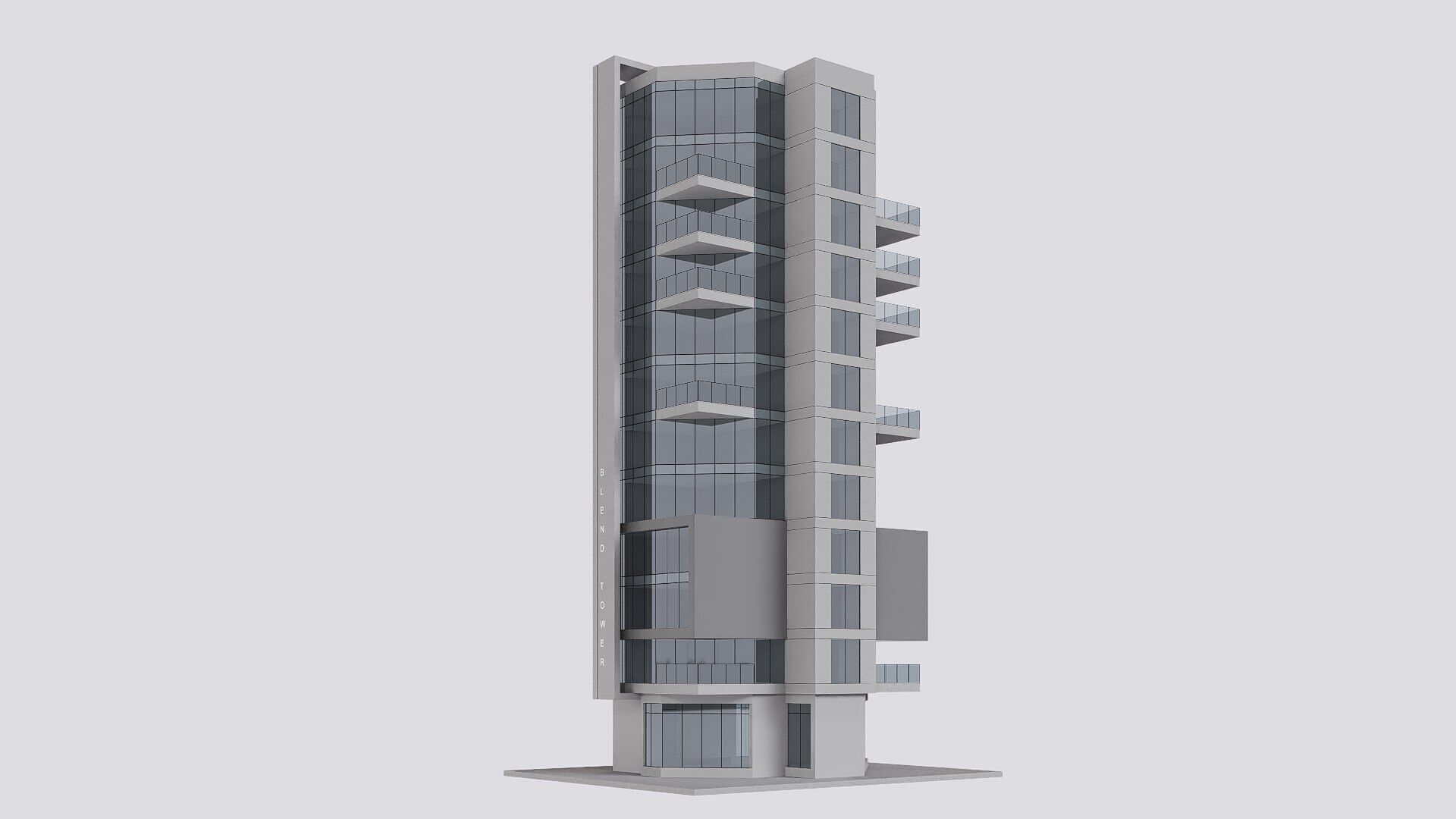apartment building Low-poly 3D model_7