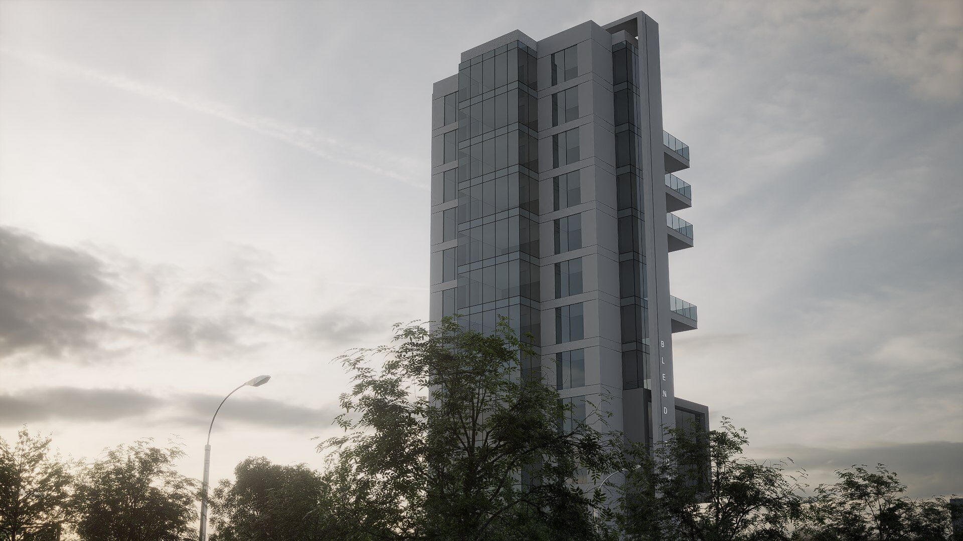 apartment building Low-poly 3D model_1