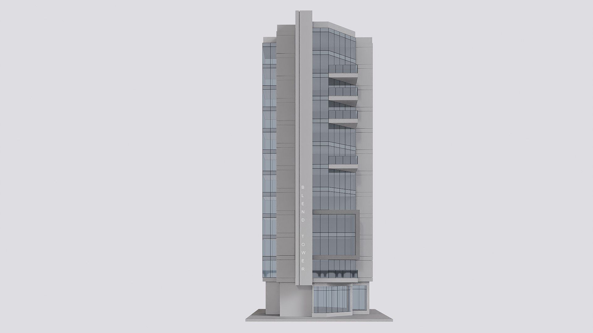 apartment building Low-poly 3D model_8