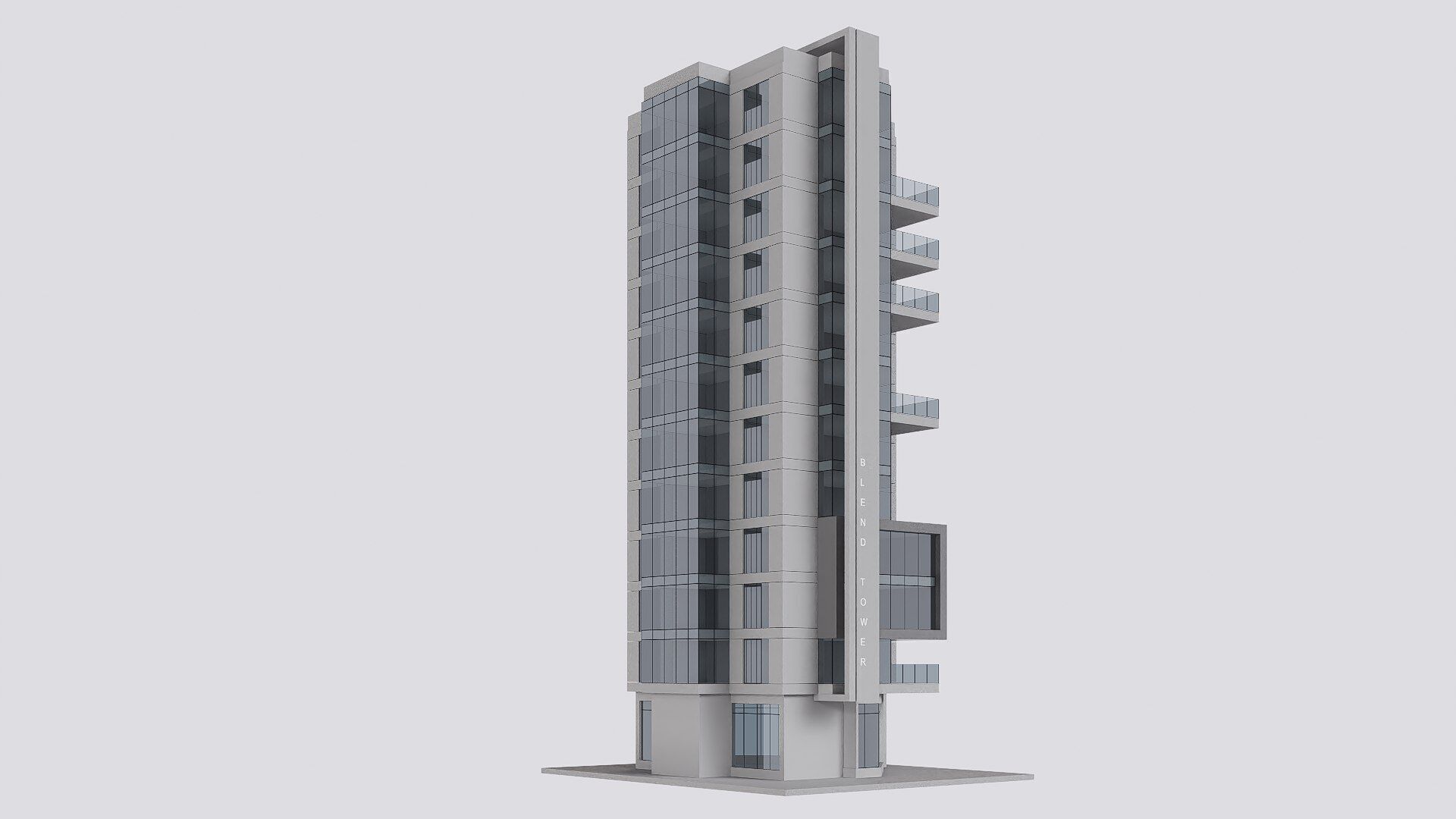 apartment building Low-poly 3D model_3