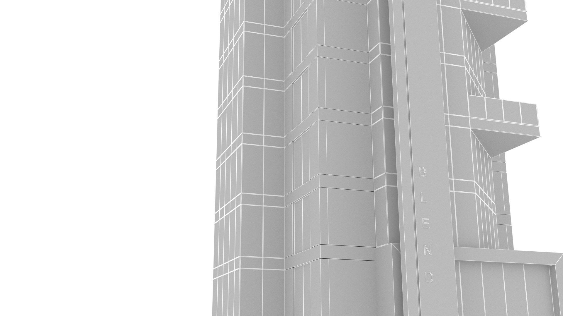 apartment building Low-poly 3D model_12