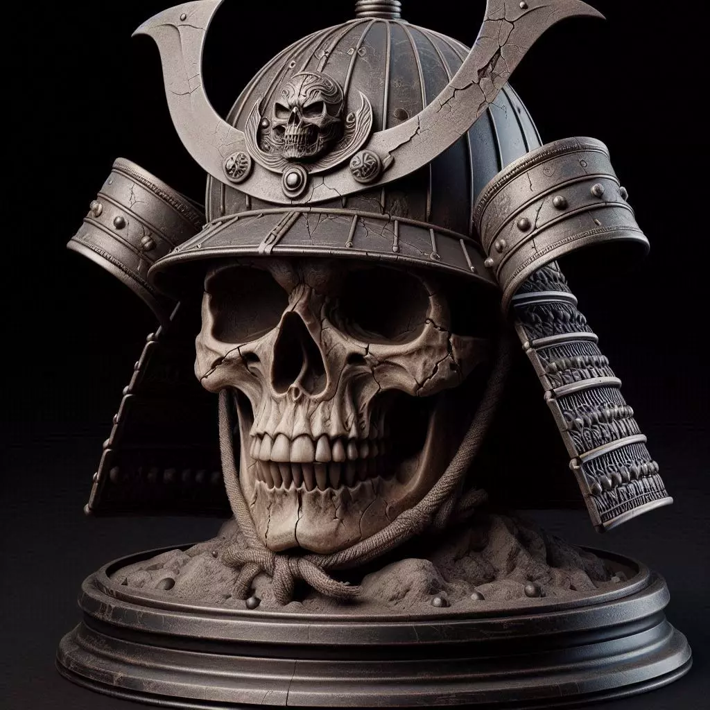 Samurai Skull with Kabuto Helmet 3D print model