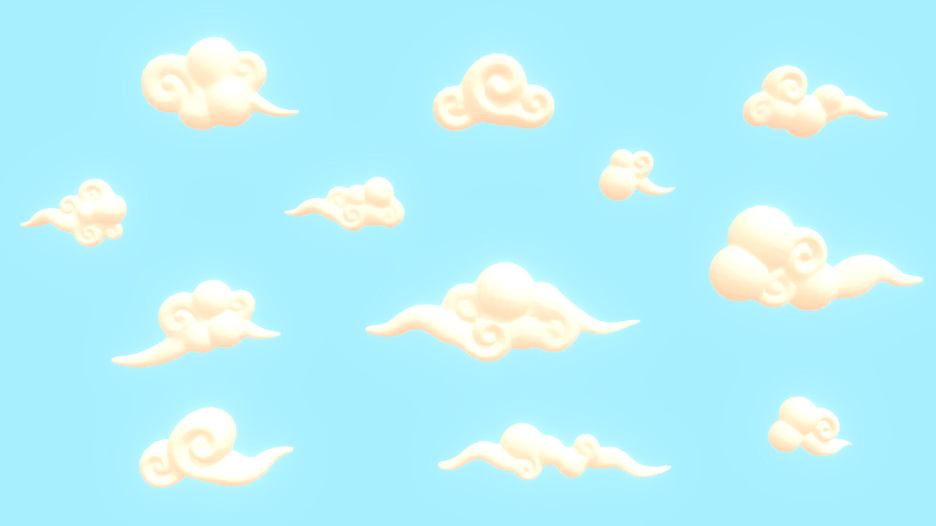 Stylized Clouds Collection Low-poly 3D model_16