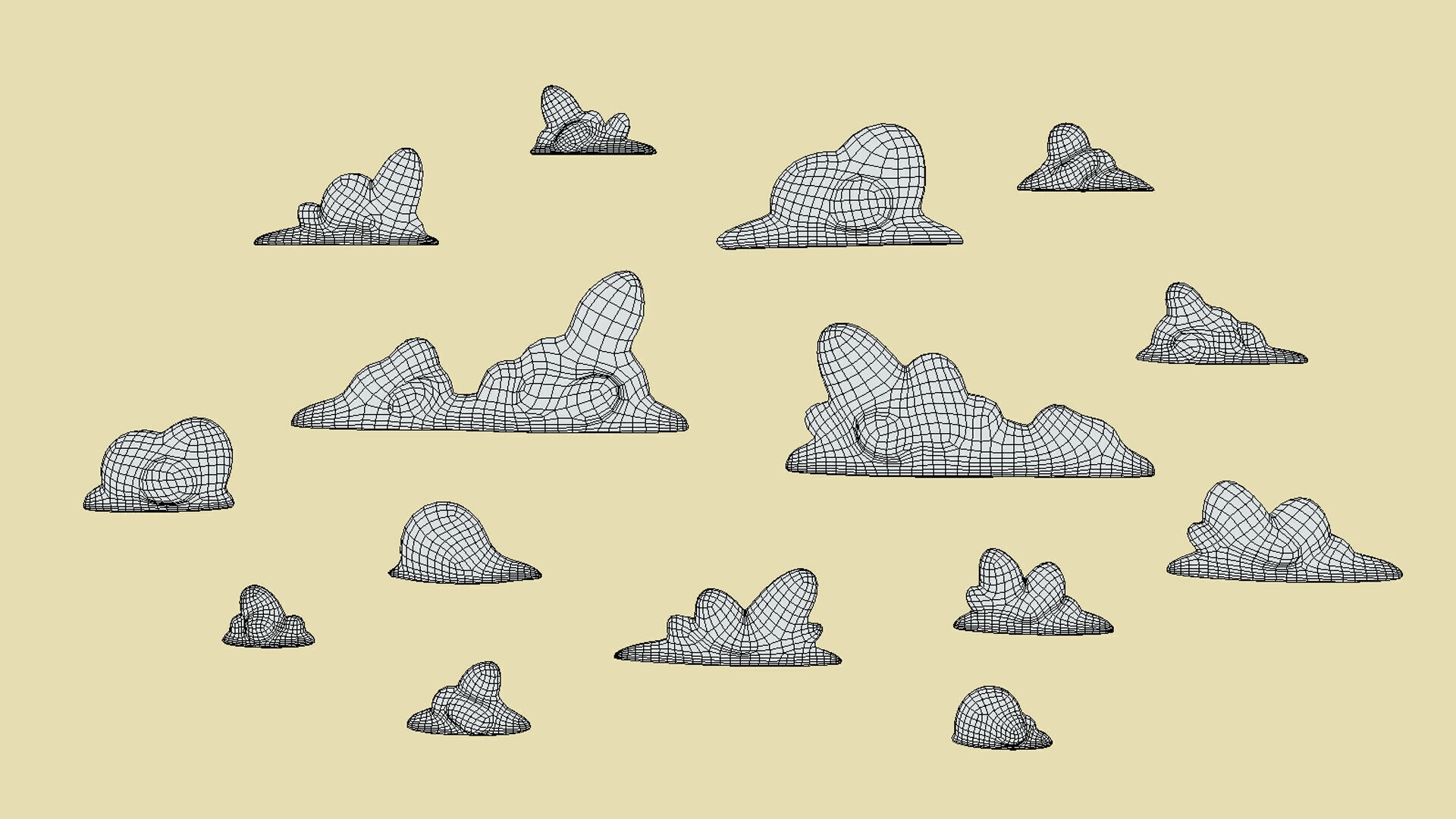 Stylized Clouds Collection Low-poly 3D model_14