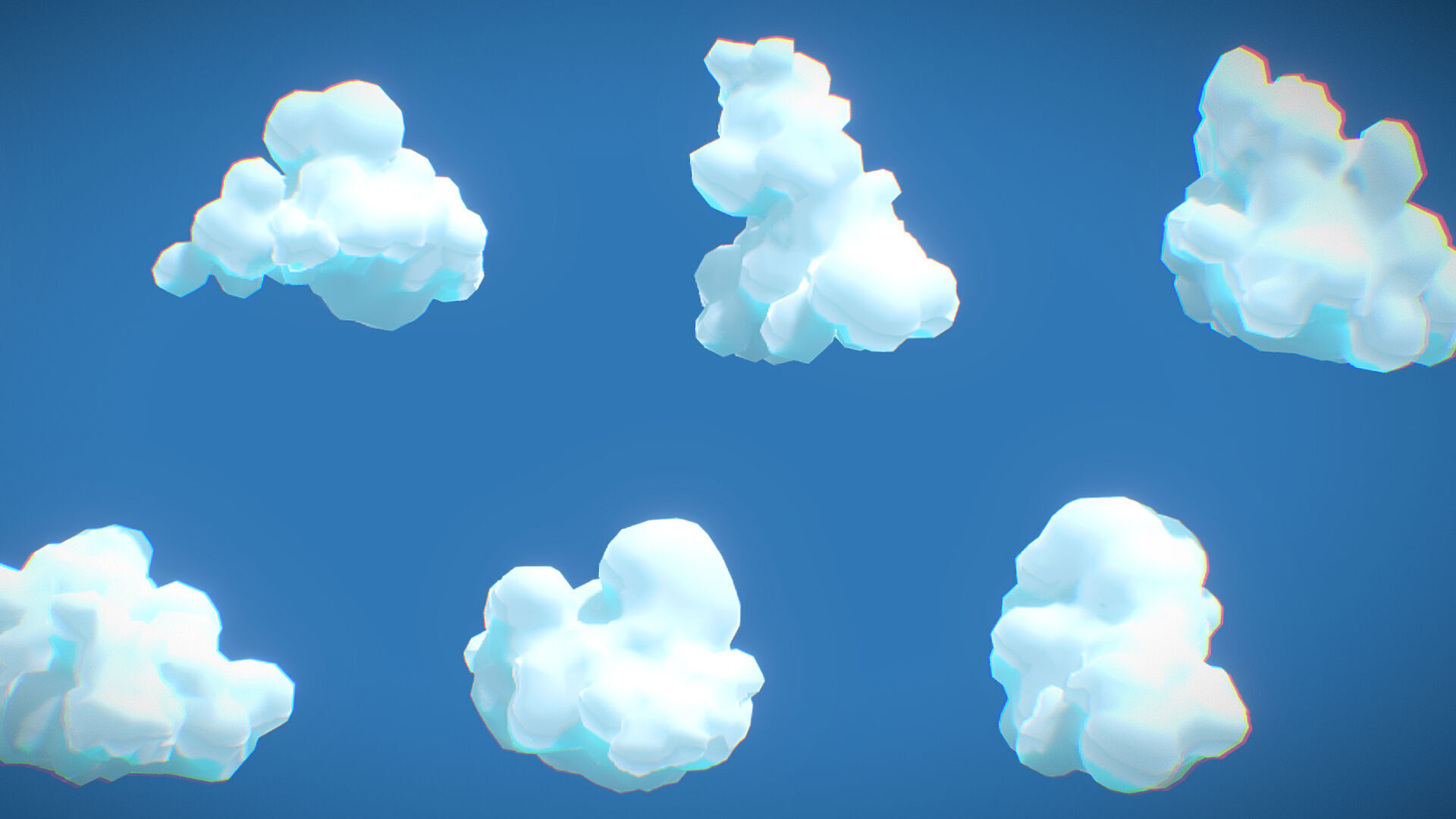 Stylized Clouds Collection Low-poly 3D model_10