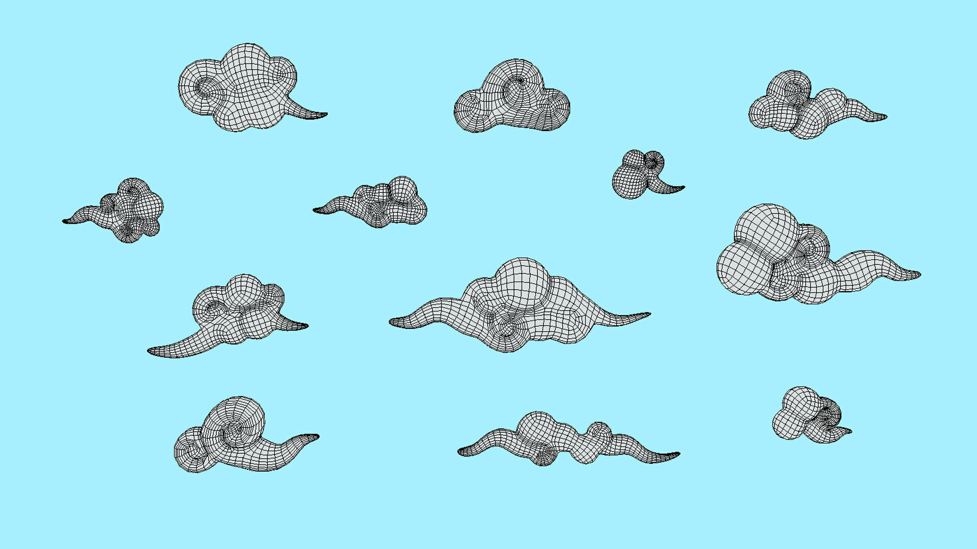 Stylized Clouds Collection Low-poly 3D model_17