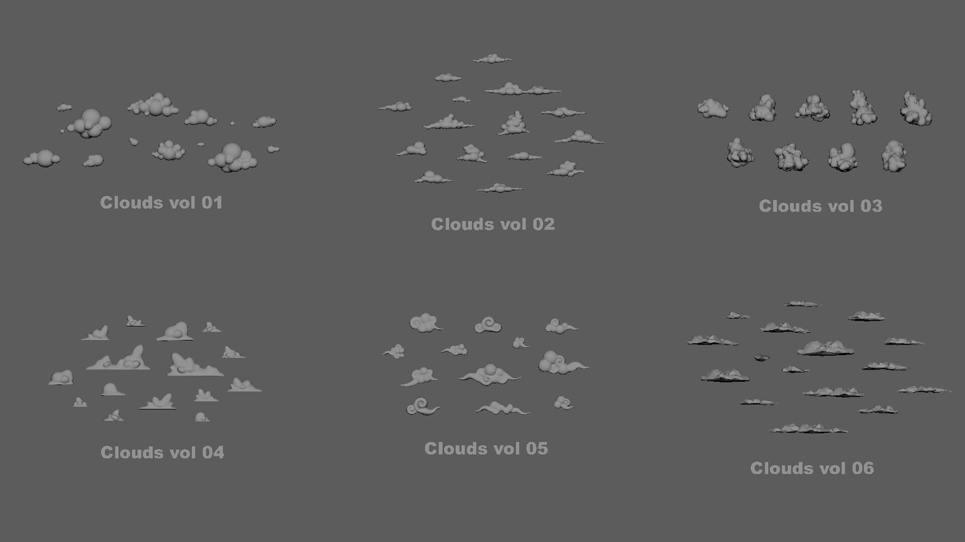 Stylized Clouds Collection Low-poly 3D model_21