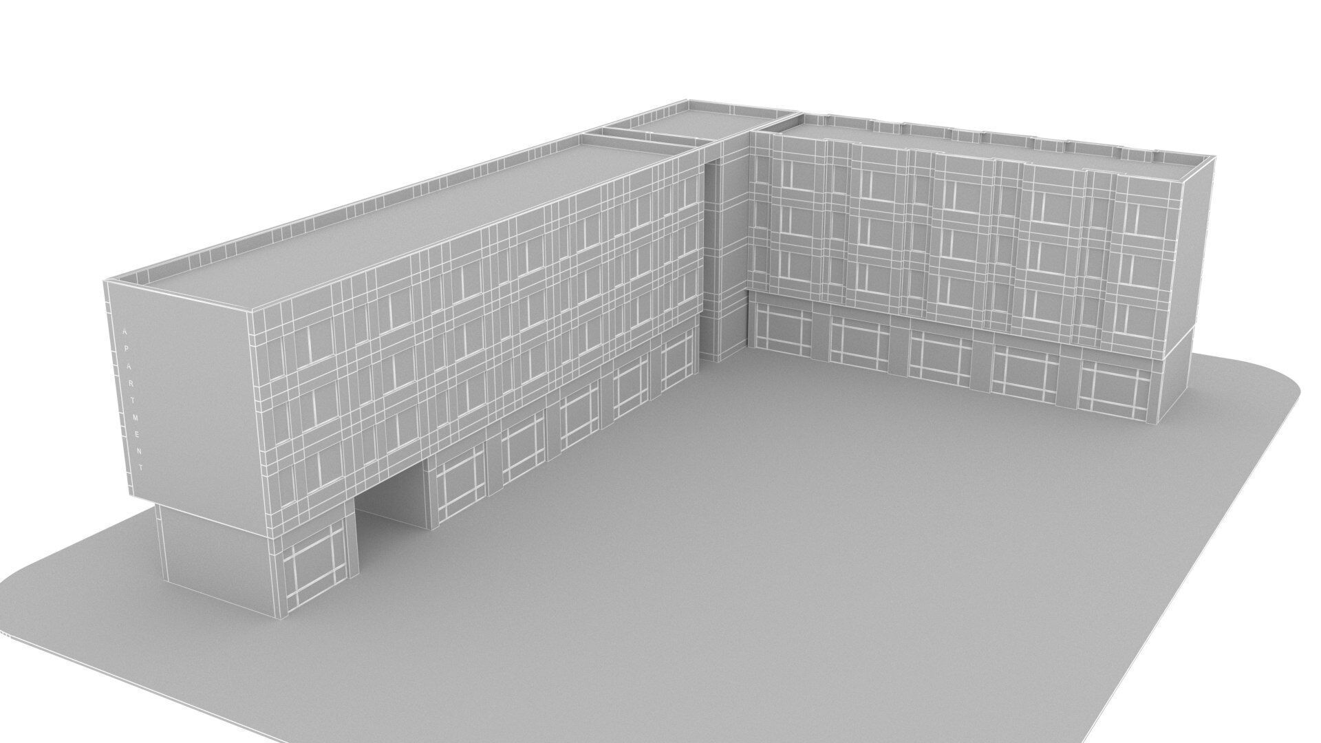 Apartment building realistic Low-poly 3D model_6