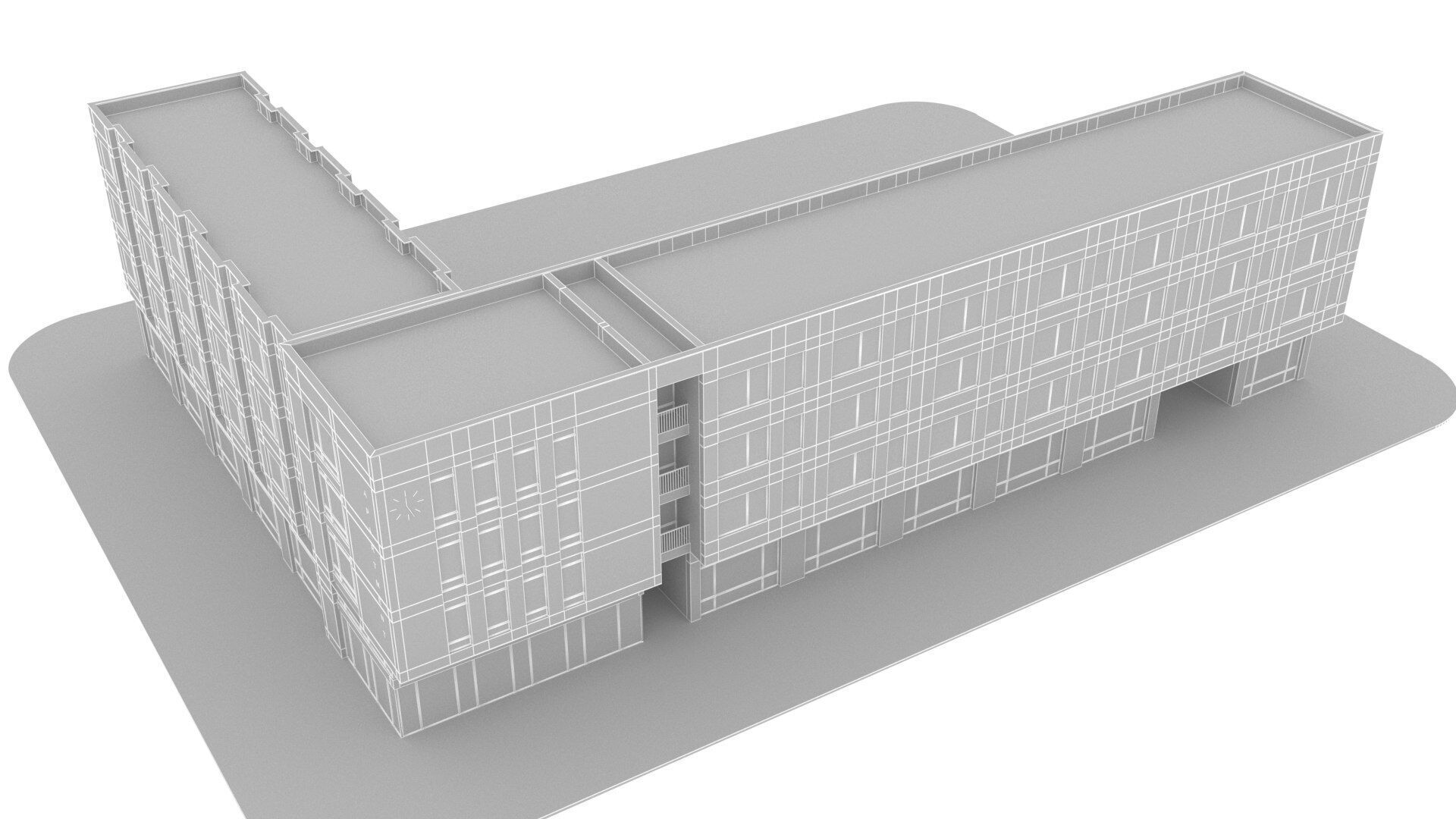 Apartment building realistic Low-poly 3D model_5