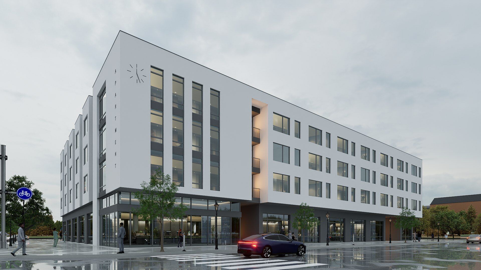 Apartment building realistic Low-poly 3D model_1