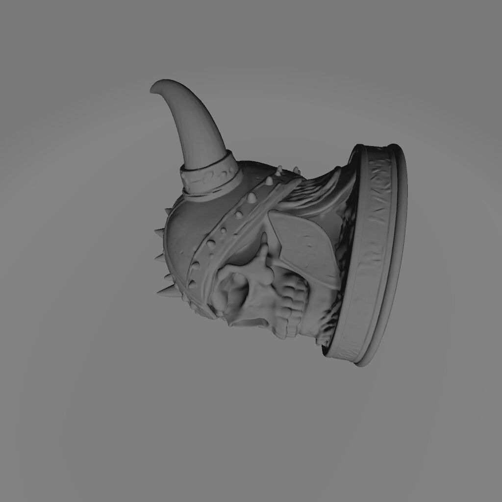 Viking Skull with Horned Helmet 3D print model_1