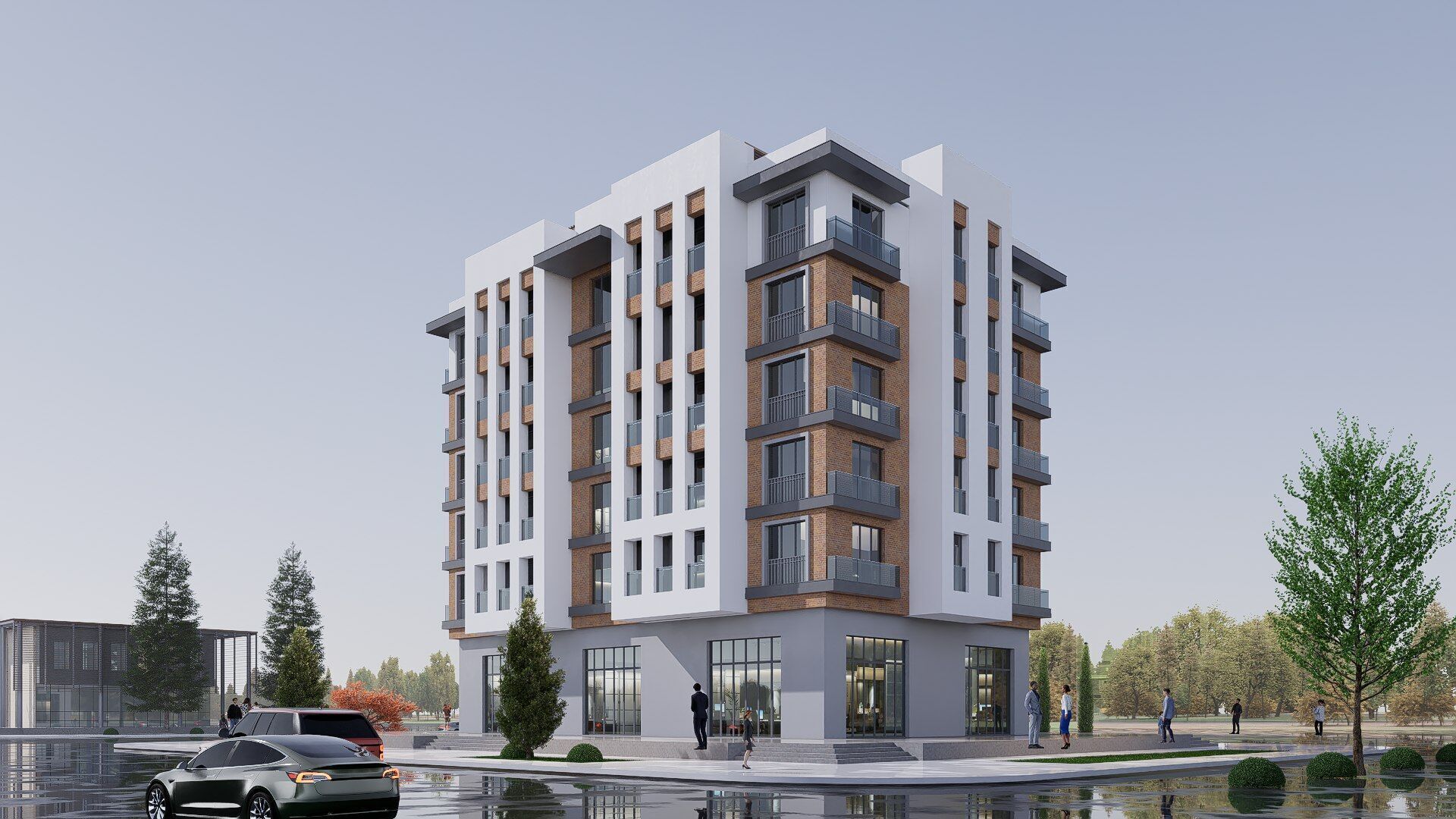 apartment building realistic Low-poly 3D model_3