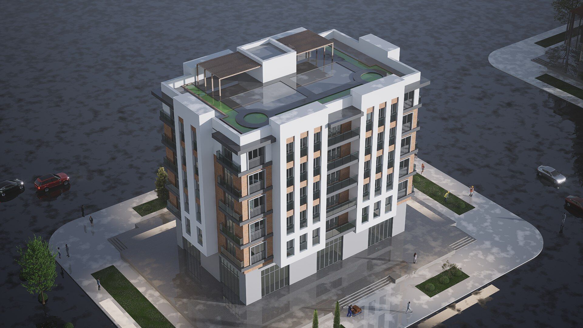 apartment building realistic Low-poly 3D model_4