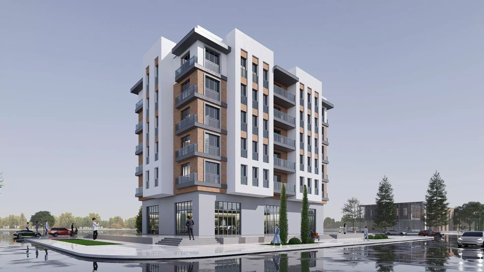 apartment building realistic Low-poly 3D model_0