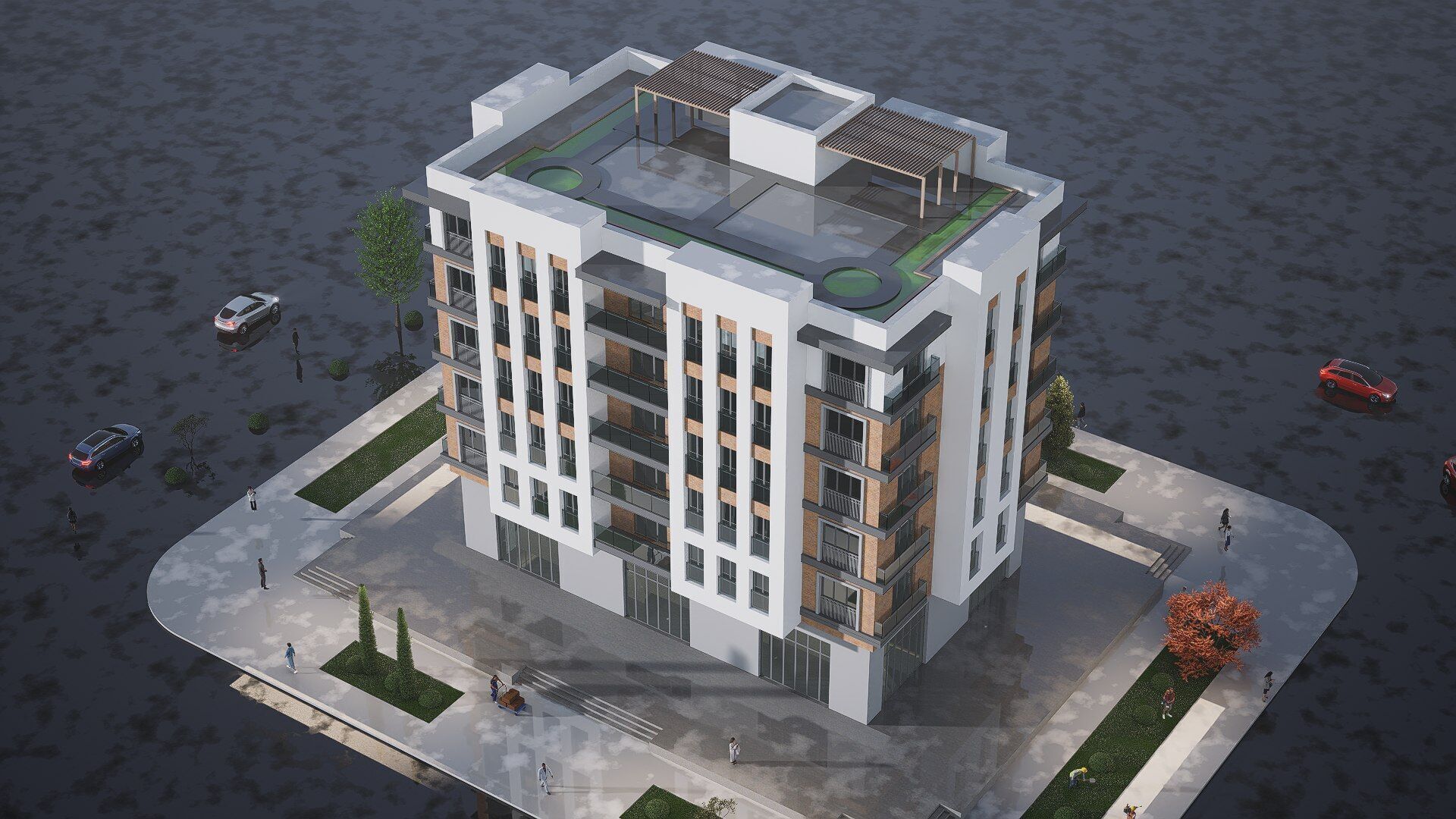 apartment building realistic Low-poly 3D model_1