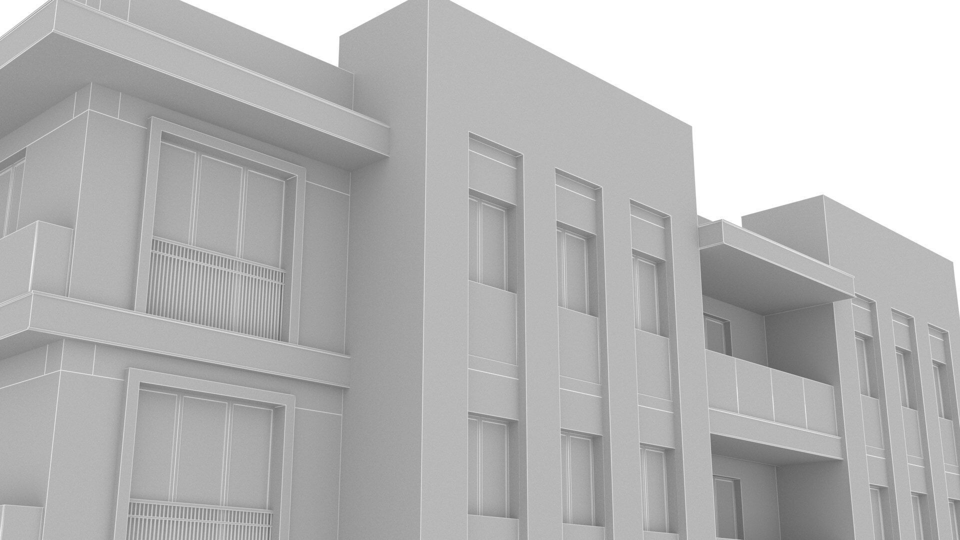 apartment building realistic Low-poly 3D model_8