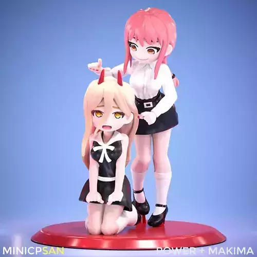 Power and Makima - Cute Messing Around Moment - Chainsaw Man