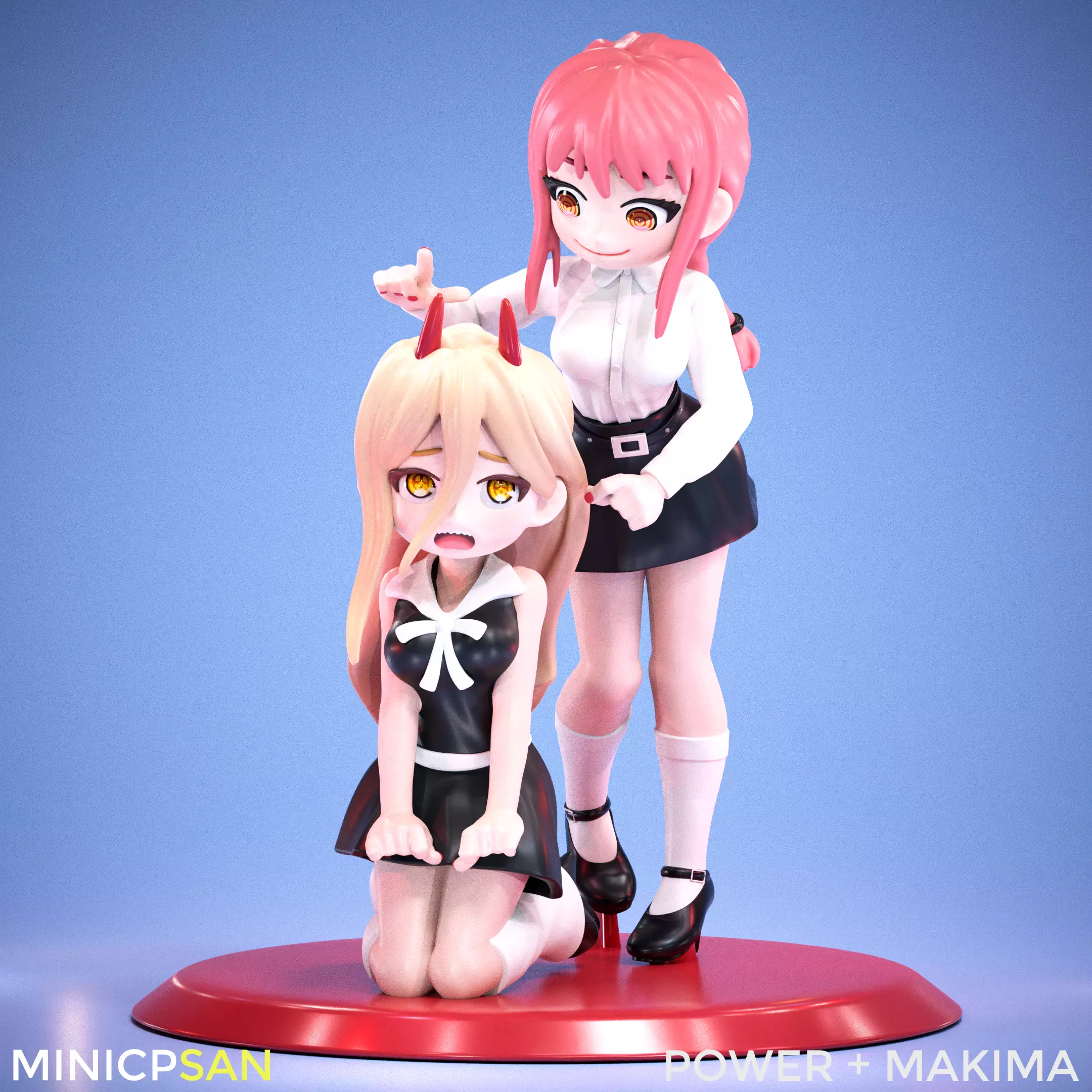 Power and Makima - Cute Messing Around Moment - Chainsaw Man 3D print model