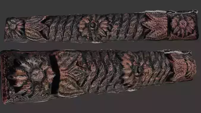 Antique Ornamental Wooden Beam Low-poly 3D model