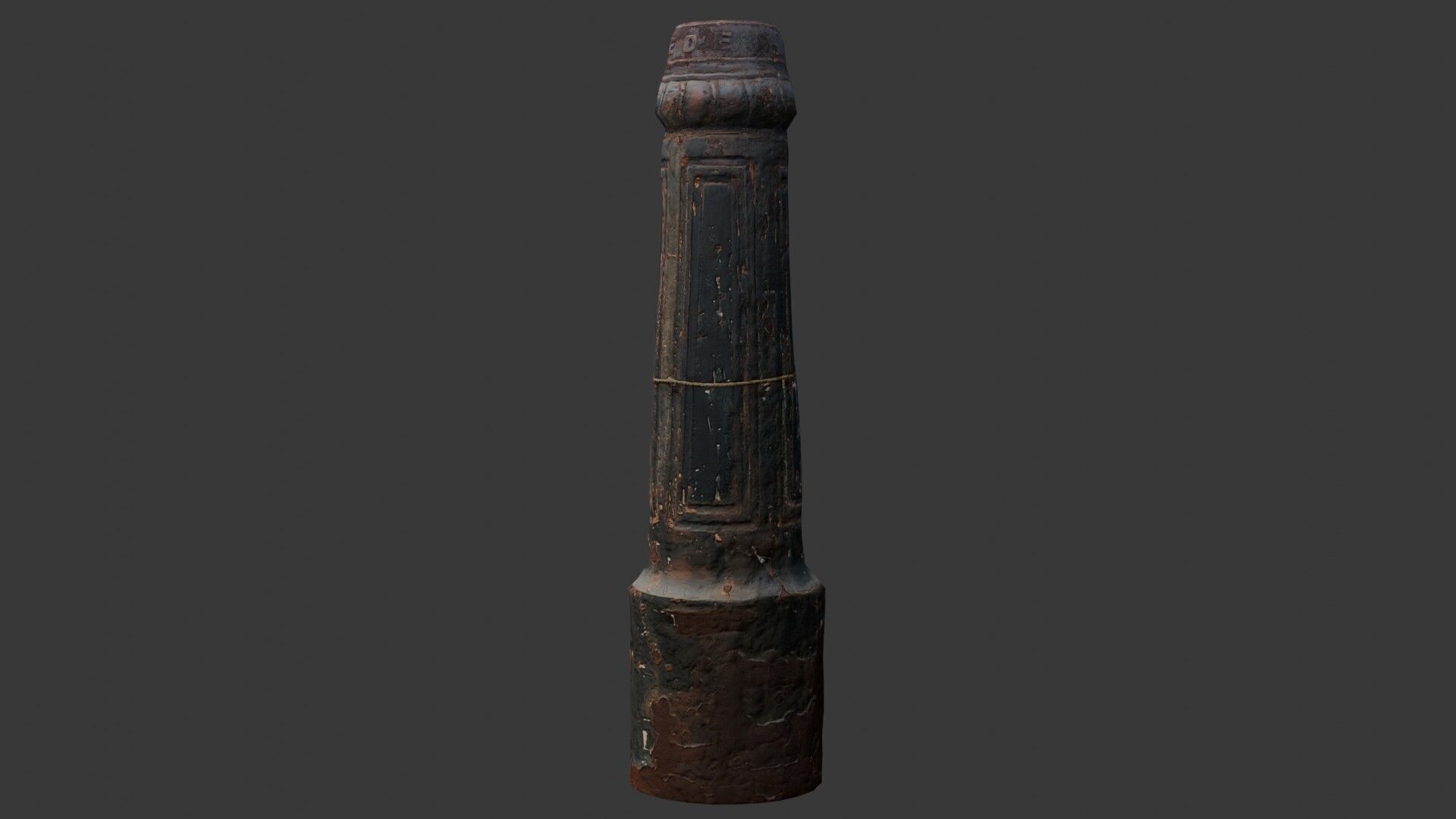 Rustic Cast Iron Bollard Low-poly 3D model_7
