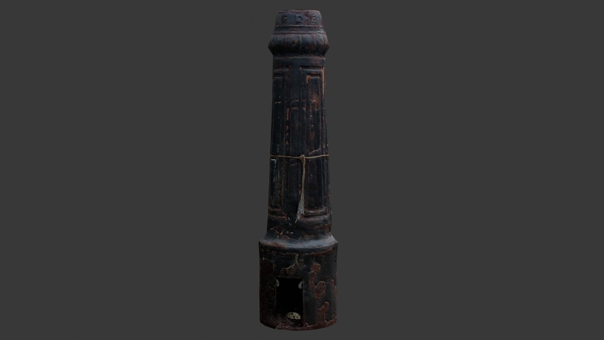 Rustic Cast Iron Bollard Low-poly 3D model_5