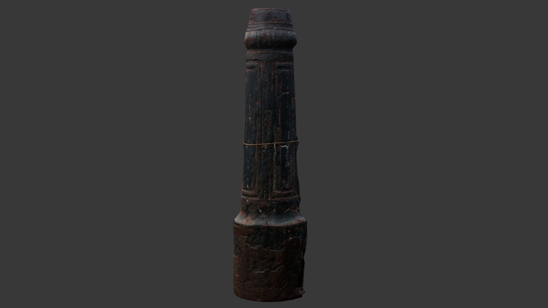 Rustic Cast Iron Bollard Low-poly 3D model_6