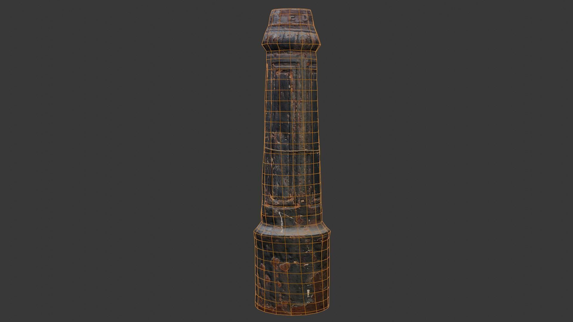 Rustic Cast Iron Bollard Low-poly 3D model_2