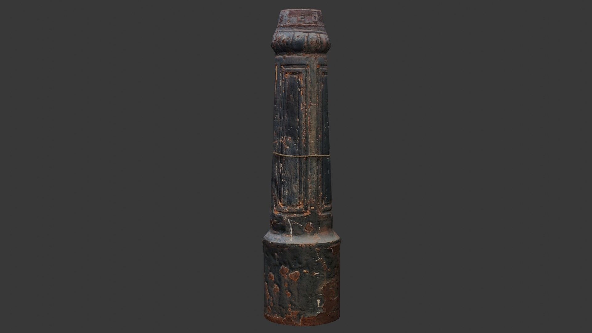 Rustic Cast Iron Bollard Low-poly 3D model_1