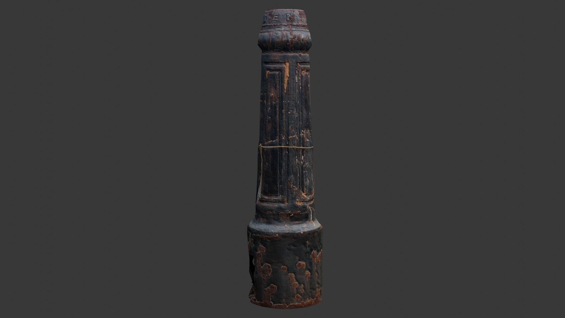 Rustic Cast Iron Bollard Low-poly 3D model_4