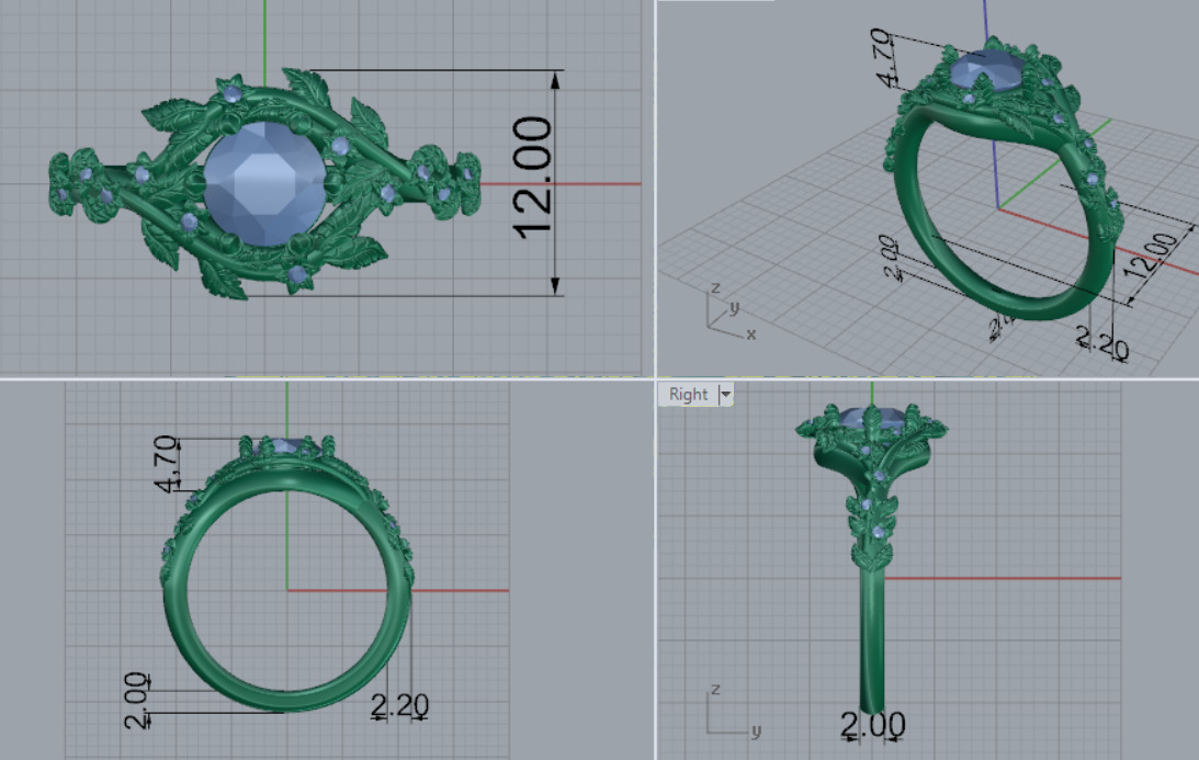 Flowers ring 3D print model_2