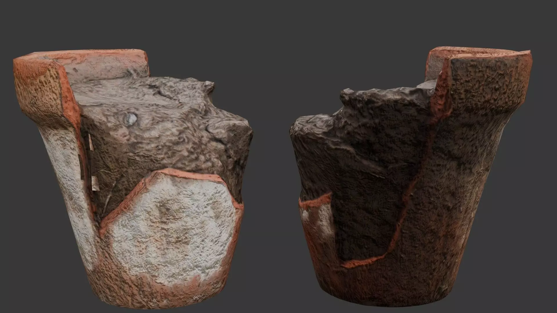 Broken Concrete Planter Low-poly 3D model