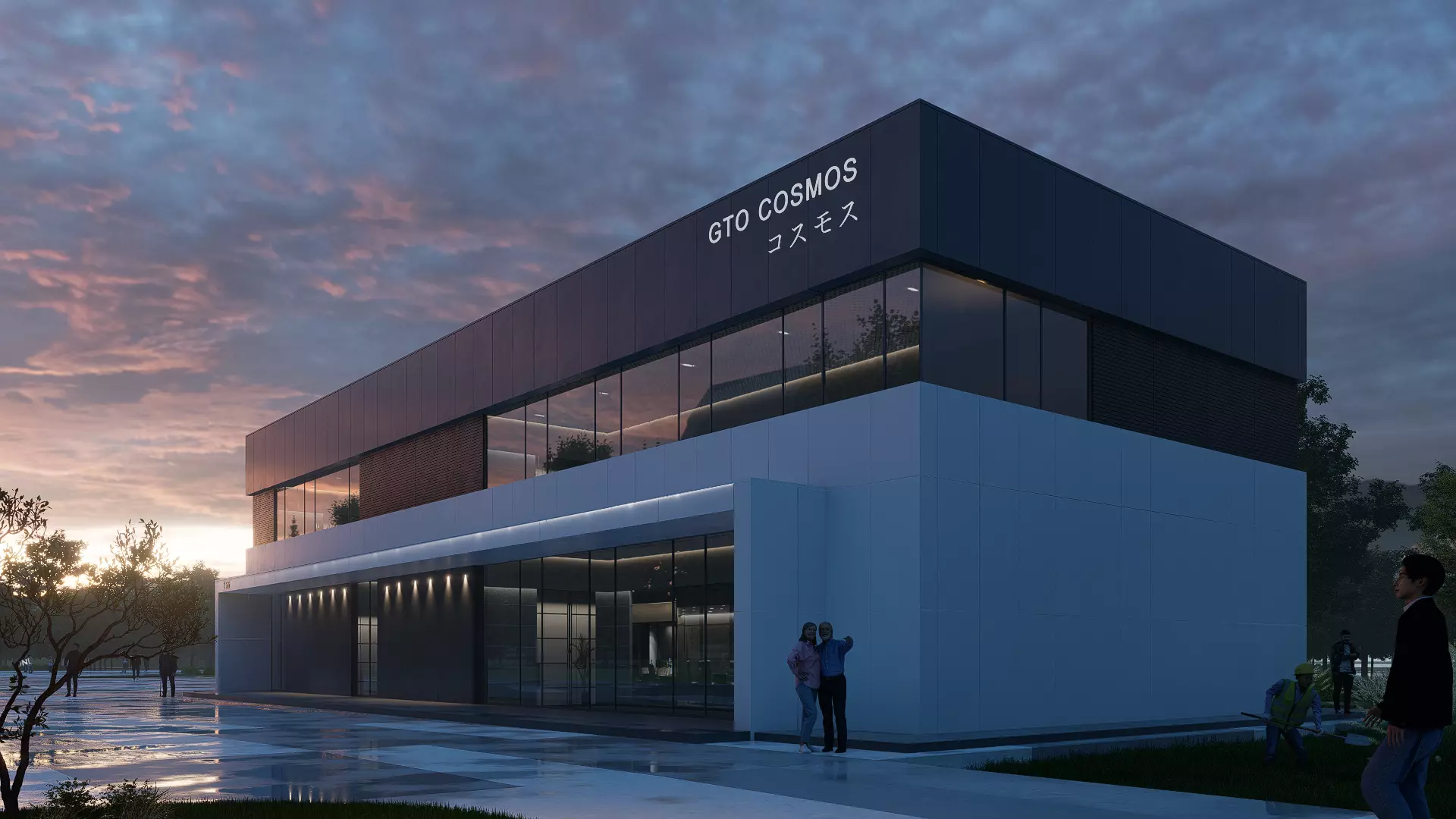 building modern office Low-poly 3D model_0