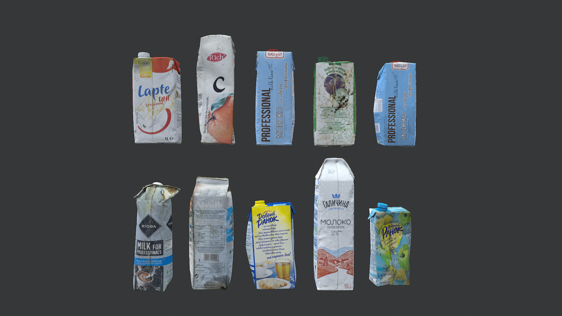Old dirty tetra pak juice milk set 4 3D model_2