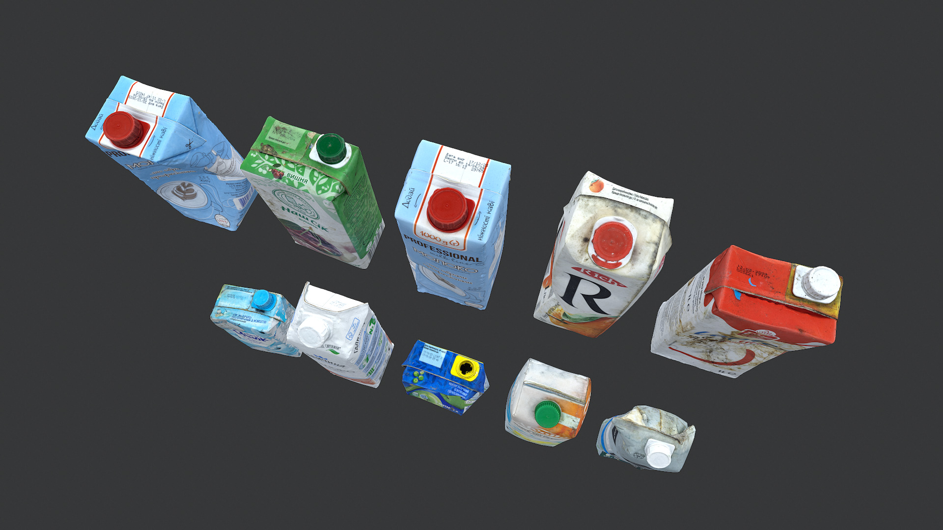 Old dirty tetra pak juice milk set 4 3D model_3