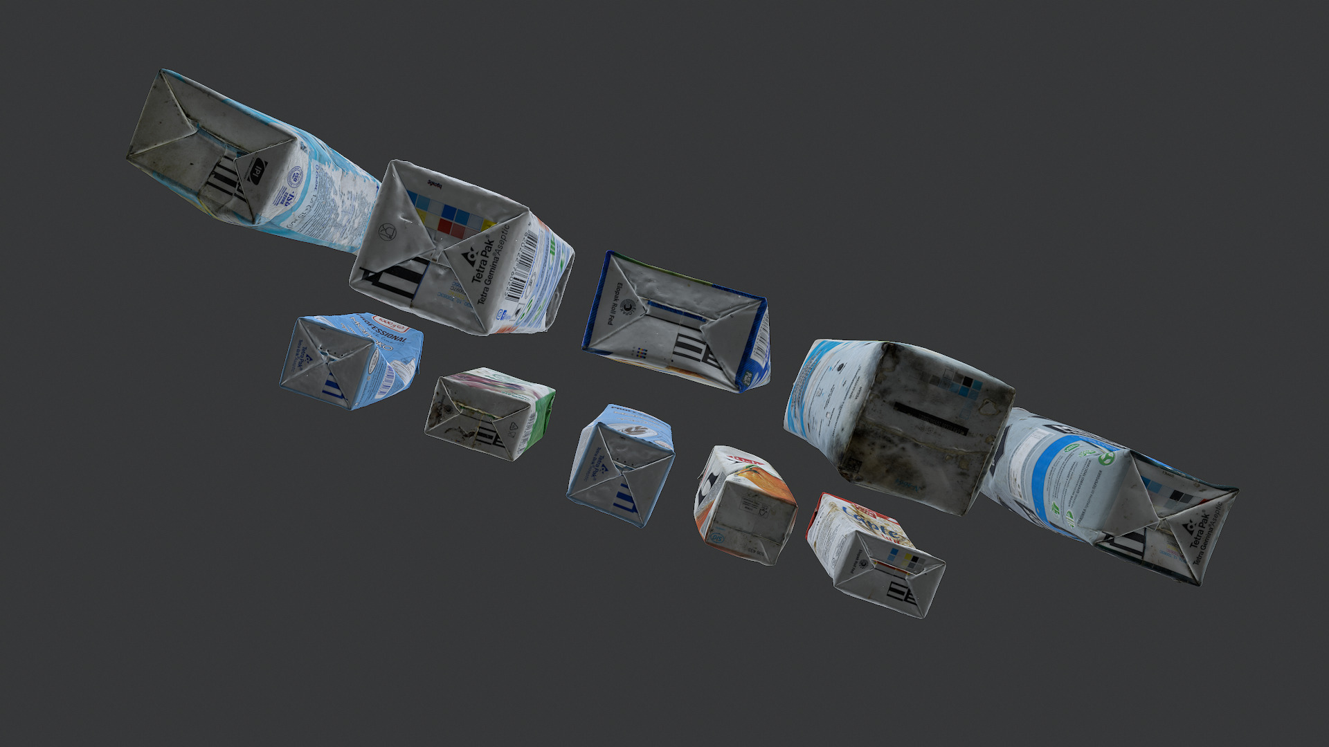 Old dirty tetra pak juice milk set 4 3D model_4