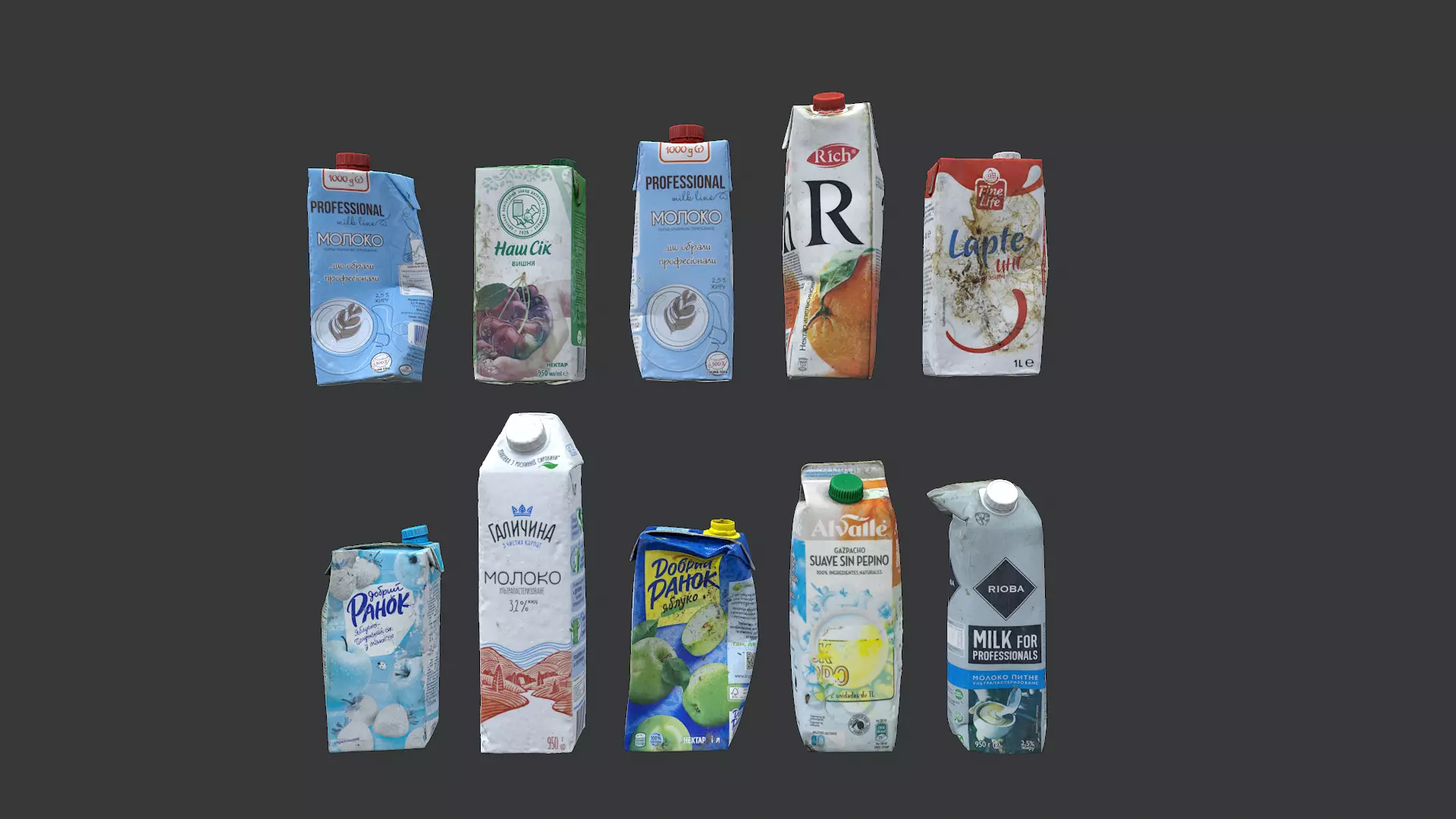 Old dirty tetra pak juice milk set 4 3D model_0