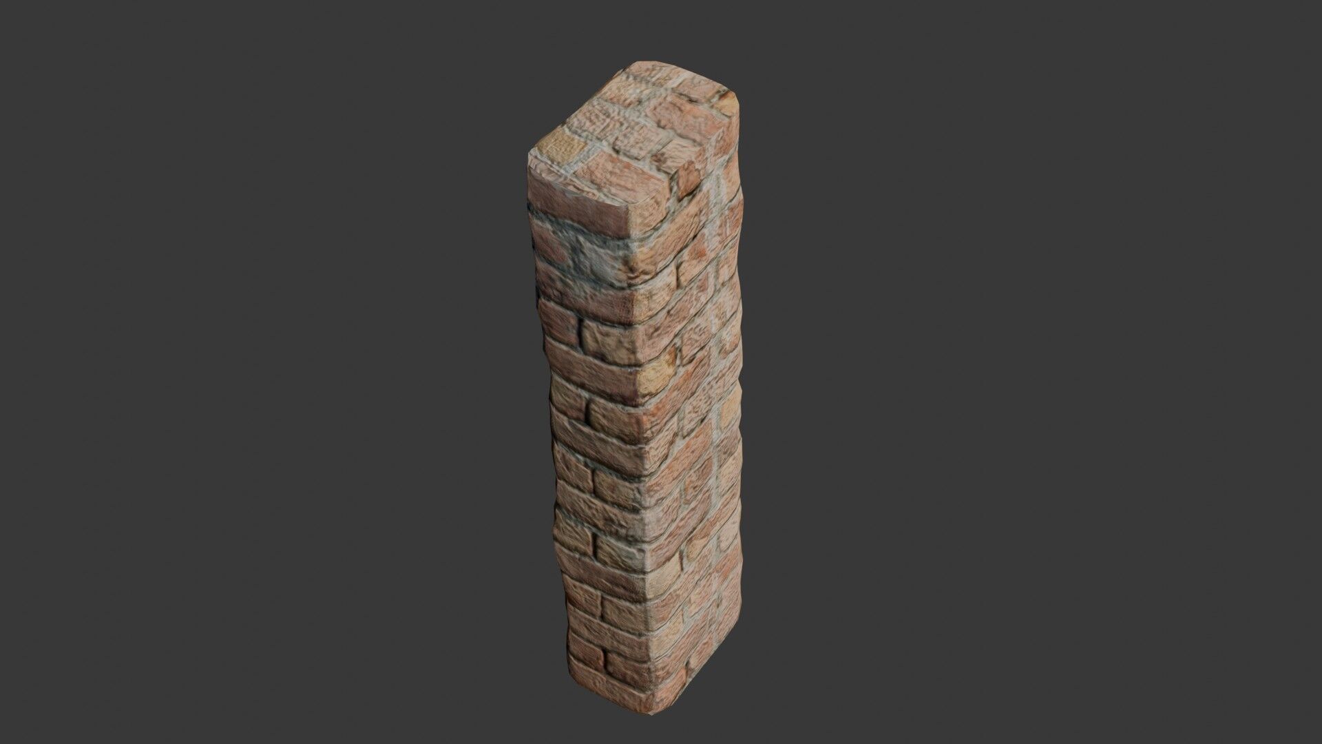 Old Brick Pilla Low-poly 3D model_7
