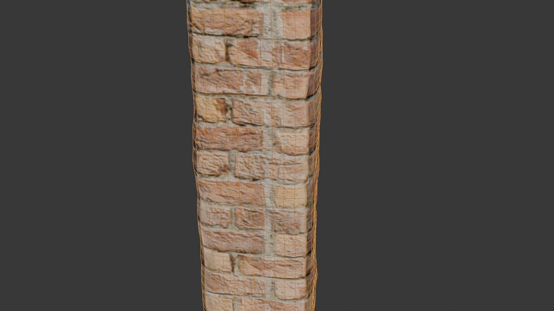 Old Brick Pilla Low-poly 3D model_2