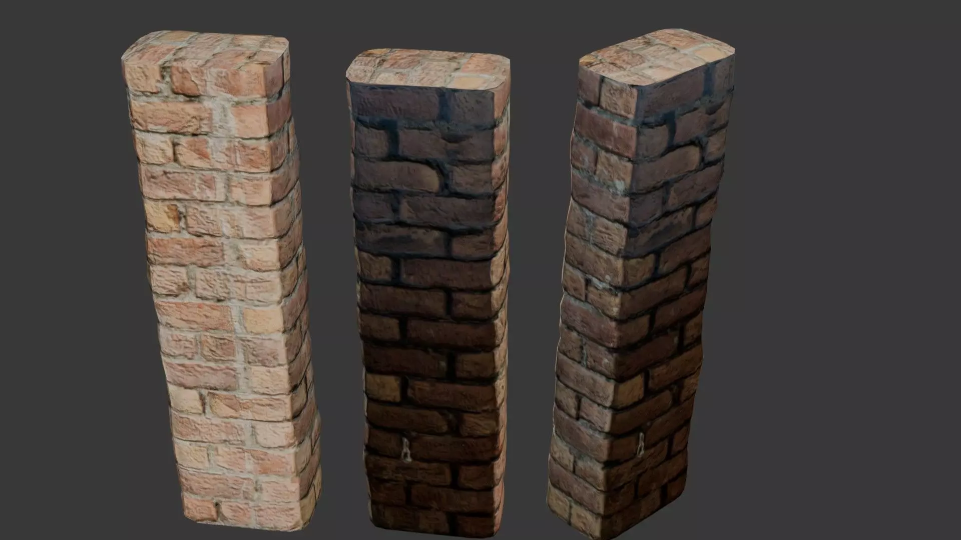 Old Brick Pilla Low-poly 3D model_0
