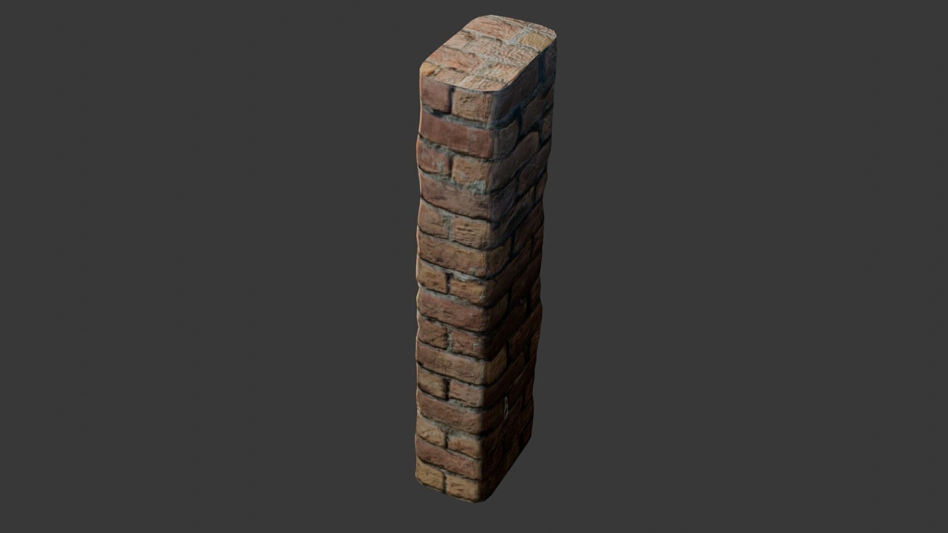 Old Brick Pilla Low-poly 3D model_5