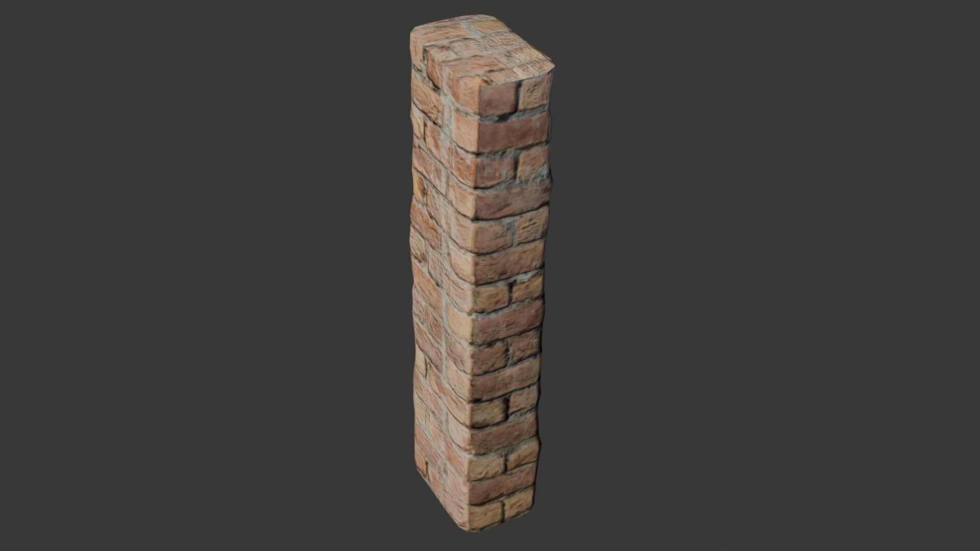 Old Brick Pilla Low-poly 3D model_4