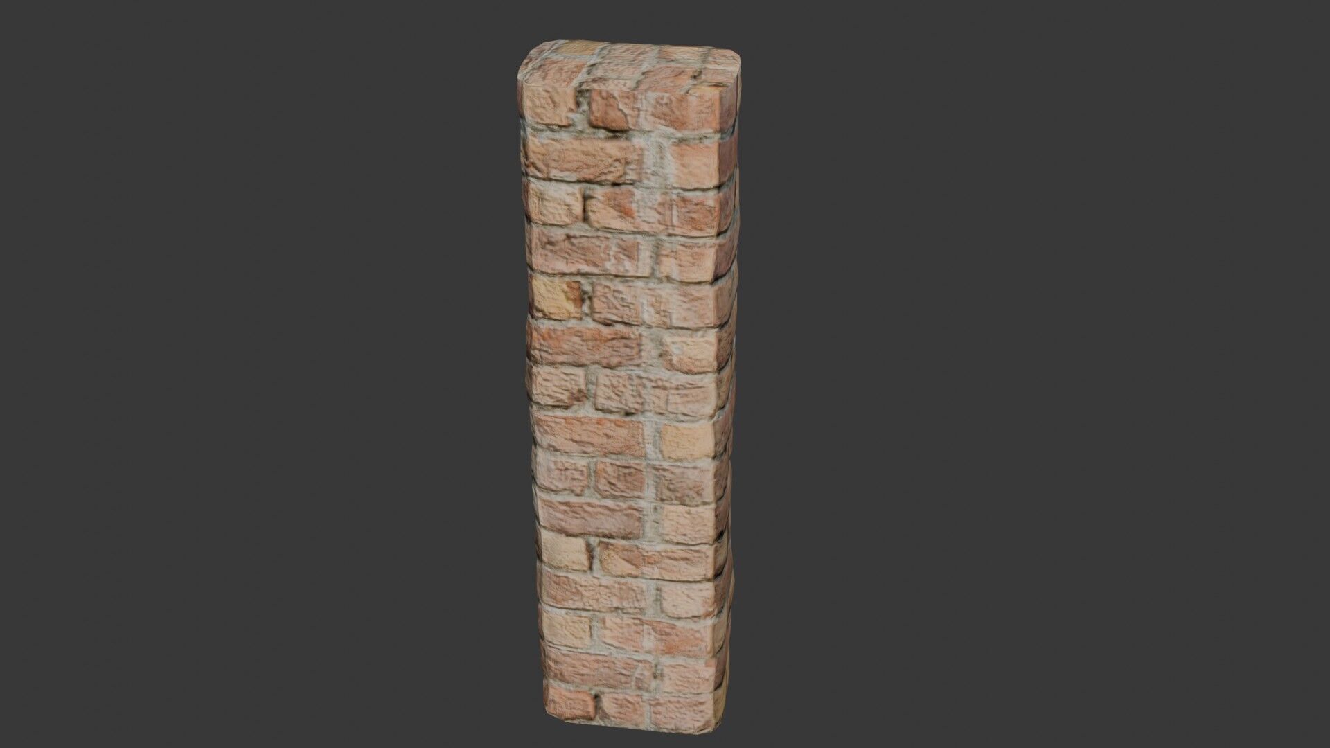 Old Brick Pilla Low-poly 3D model_1