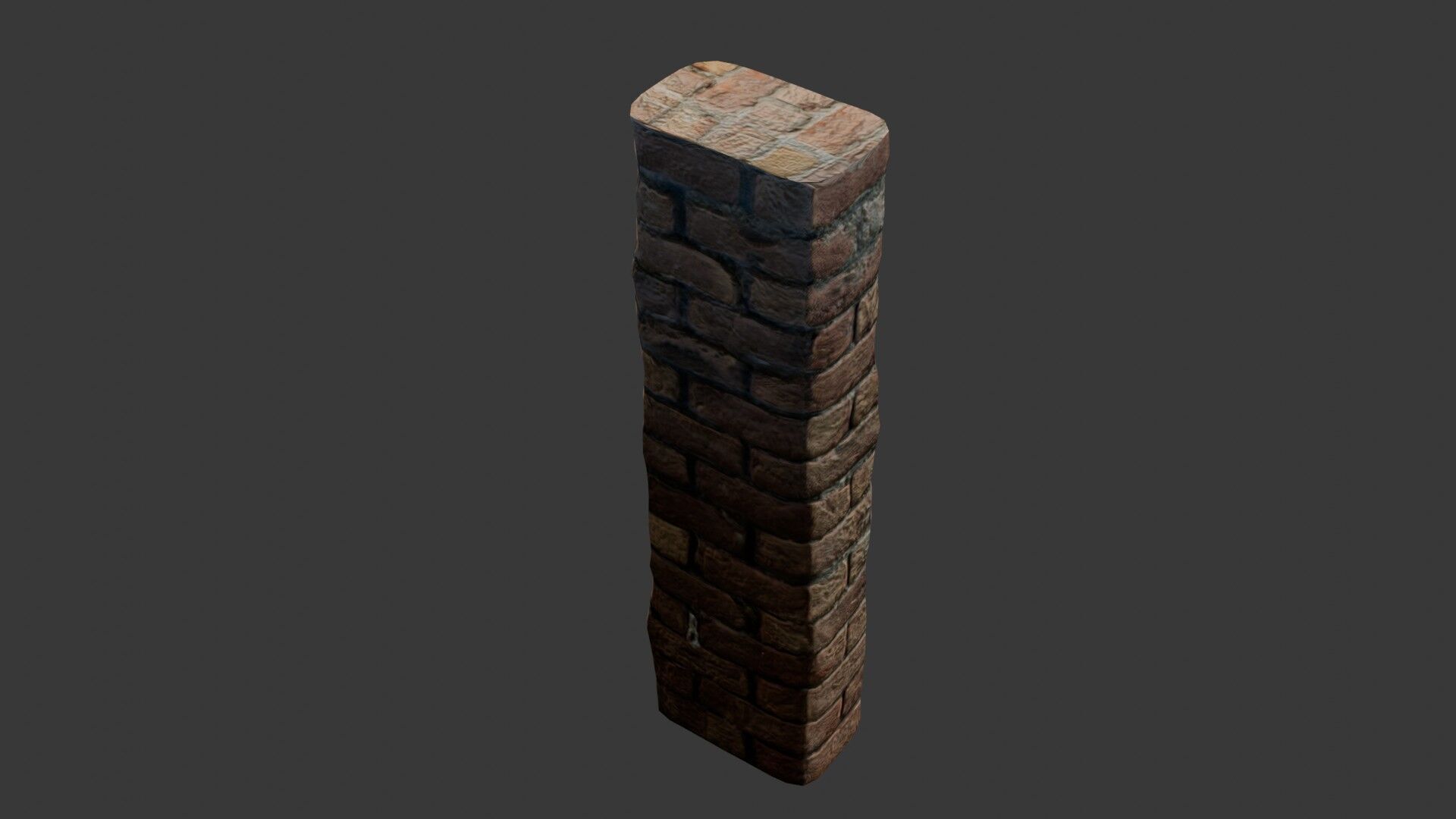 Old Brick Pilla Low-poly 3D model_6
