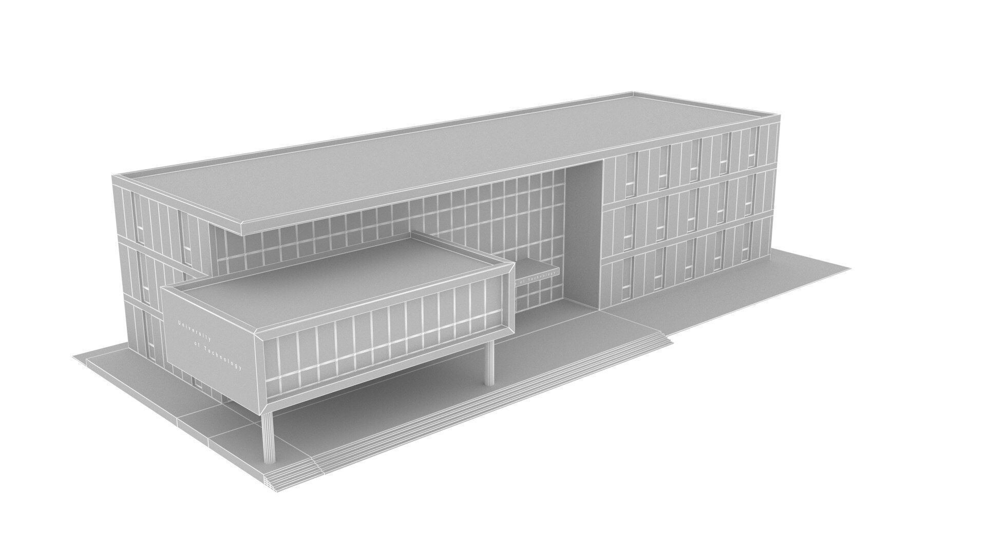 realistic university Low-poly 3D model_12