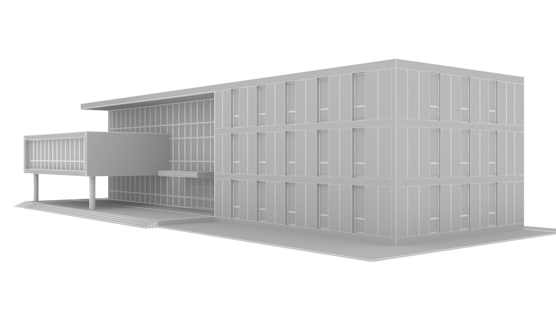 realistic university Low-poly 3D model_15