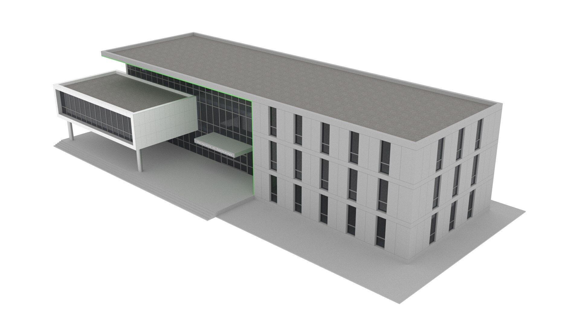 realistic university Low-poly 3D model_13